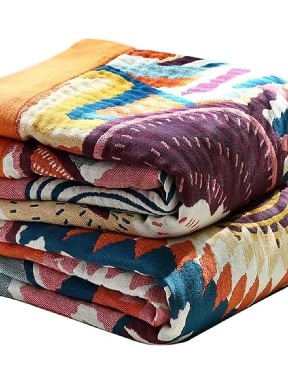 Boho Throw Blanket for Bed 100% Cotton Bohemian Blankets Ultra Soft Woven Muslin